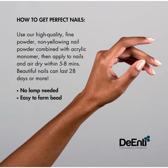 DeEnti Advanced Dark Pink Acrylic Nail Powder 2.1oz Dip Long Lasting Self Level - Picture 3 of 16